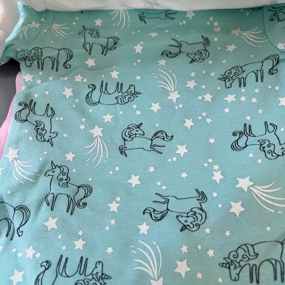 6-9m Rene Rofe Baby Onesies shirt Set of 5 pastel pink aqua unicorn  100% cotton - Picture 5 of 10